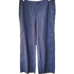 Lauren Ralph Lauren 100% Linen Wide Leg Pants Black Size 12